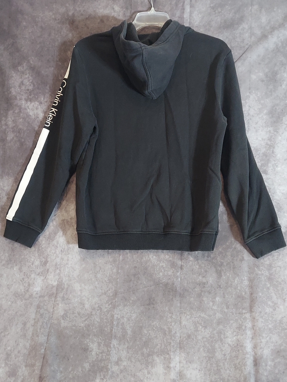 Calvin Klein Black CK Logo & Sleeve Stripe Full Zip Hoodie Jacket Medium - Picture 8 of 8